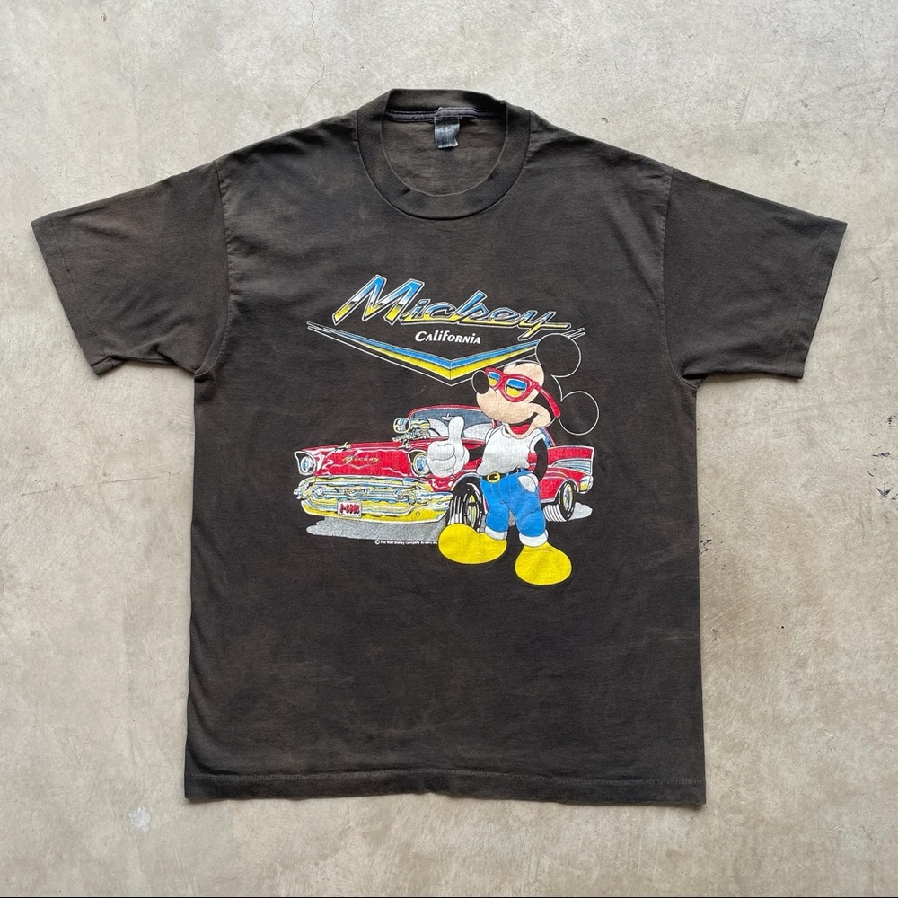 90’s Vintage Faded Mickey Mouse Cadillac Tee Shirt